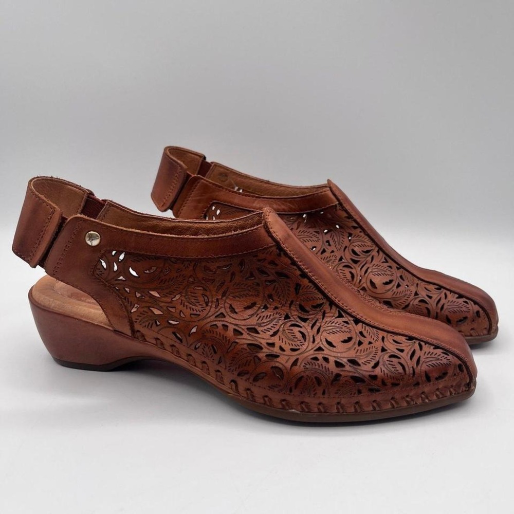 Pikolinos Women's Leather Slingback Cutout Sandals Brown Size 38 EU‎ 7.5-8